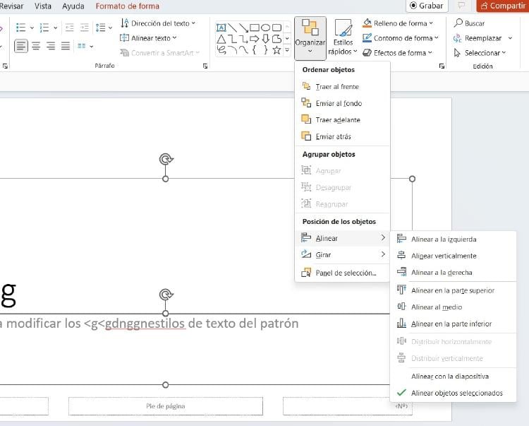 alinear objetos alinear objetos
