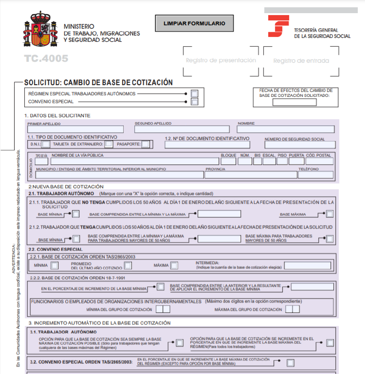 cambiar base cotización cambiar base cotización