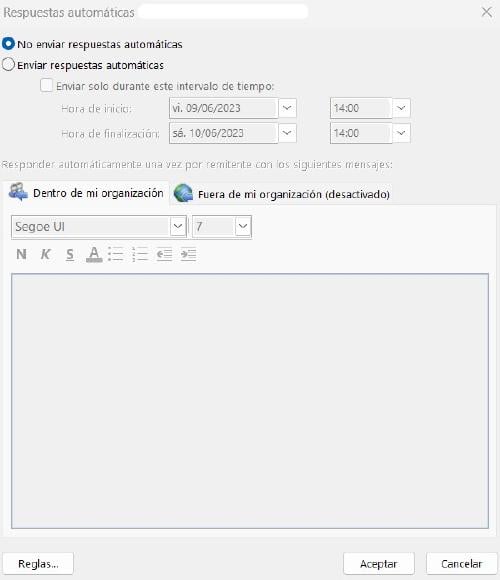 Programar respuesta automática en Outlook