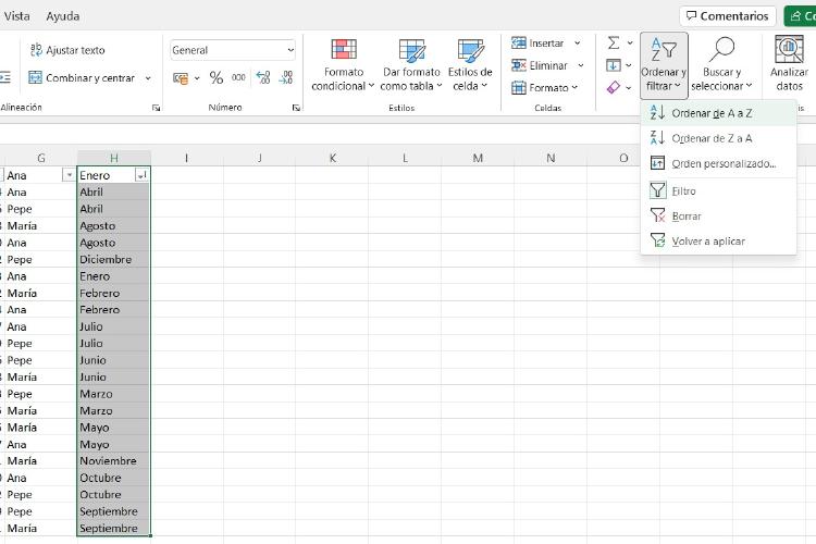 ordenar A z EXCEL ordenar A z EXCEL
