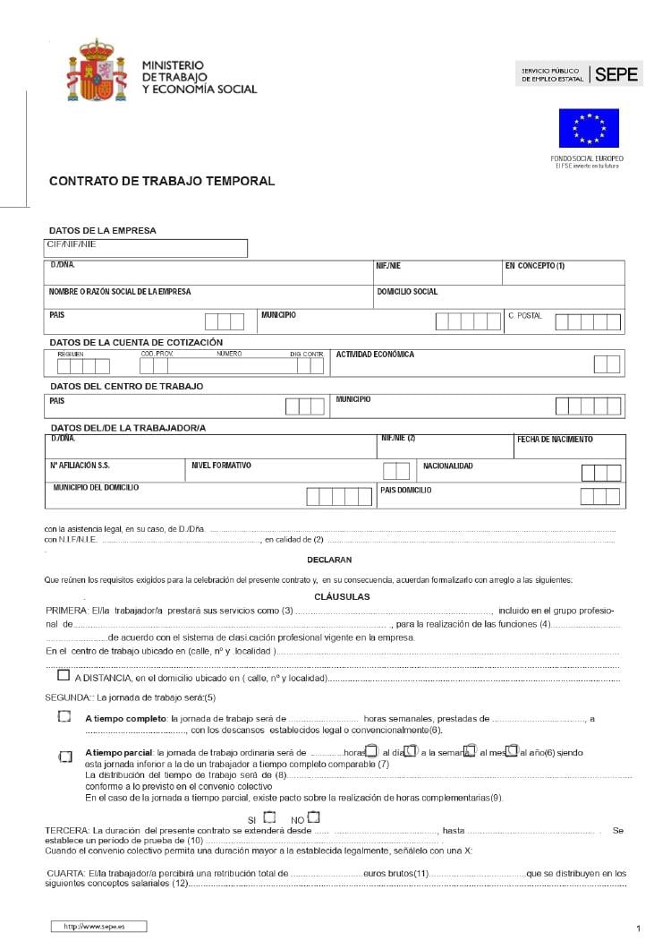 Contrato de trabajo Contrato de trabajo